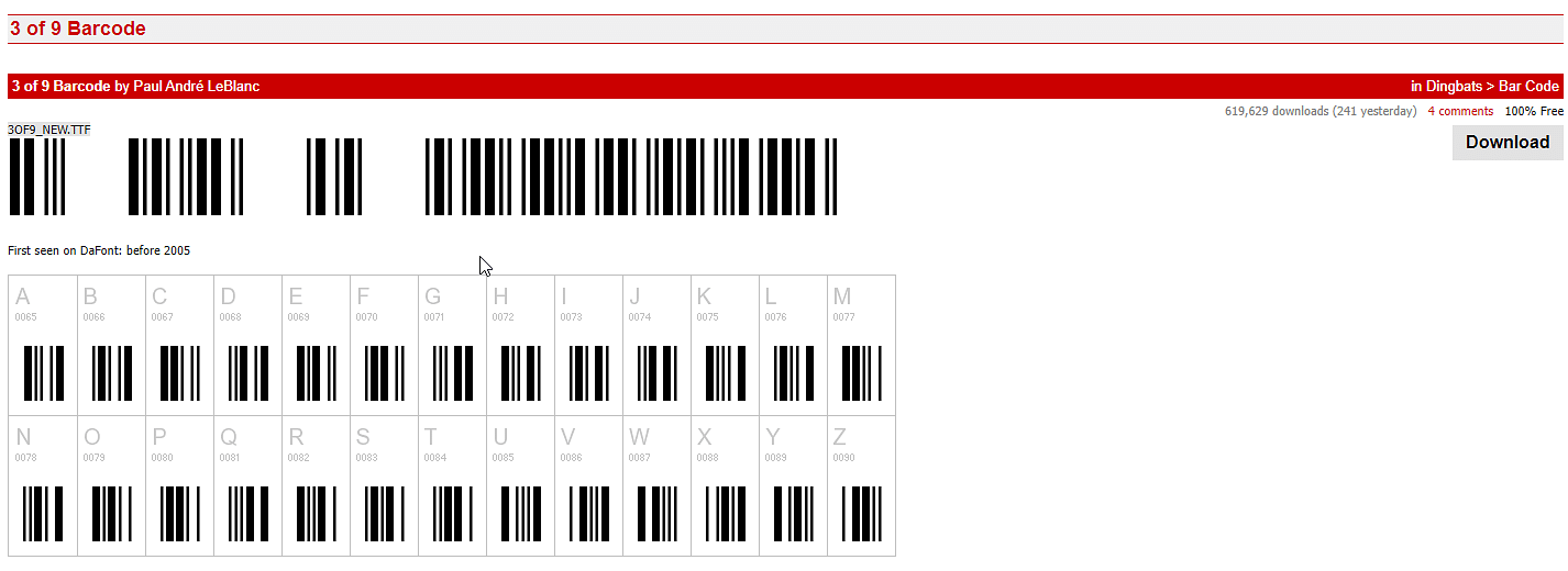 barcode font for excel