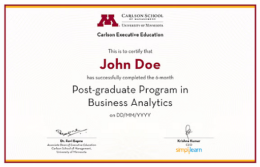 PGP in Business Analytics by Carlson School of Management | Simplilearn