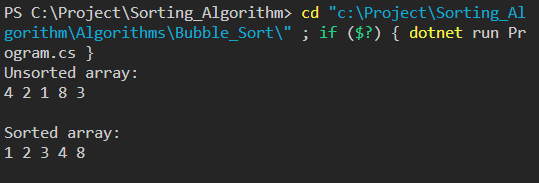 Bubble Sort in C# Console