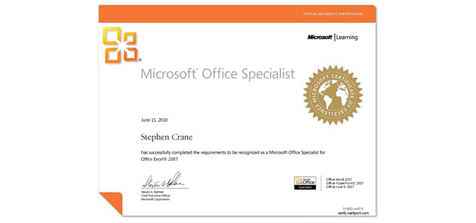 microsoft excel certification id