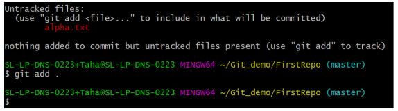 Что означает статус файла untracked в выводе команды git status