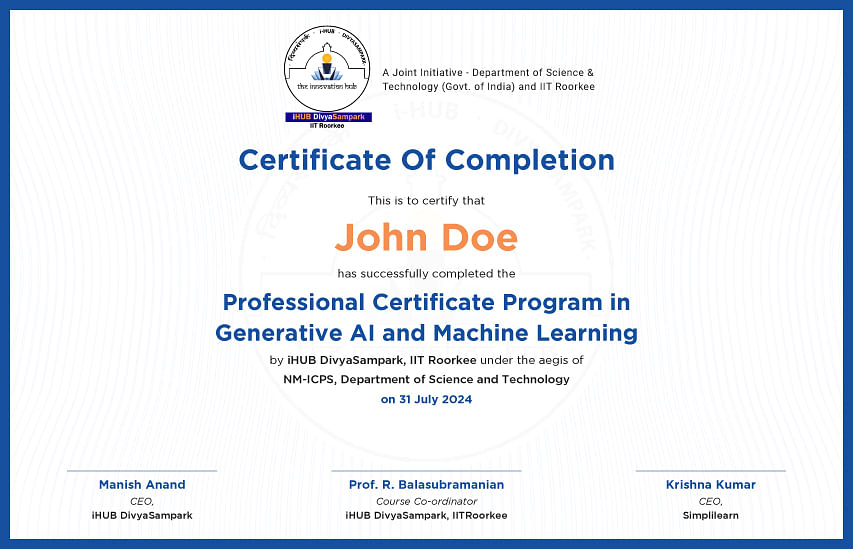 Generative AI and Machine Learning Certificate Program