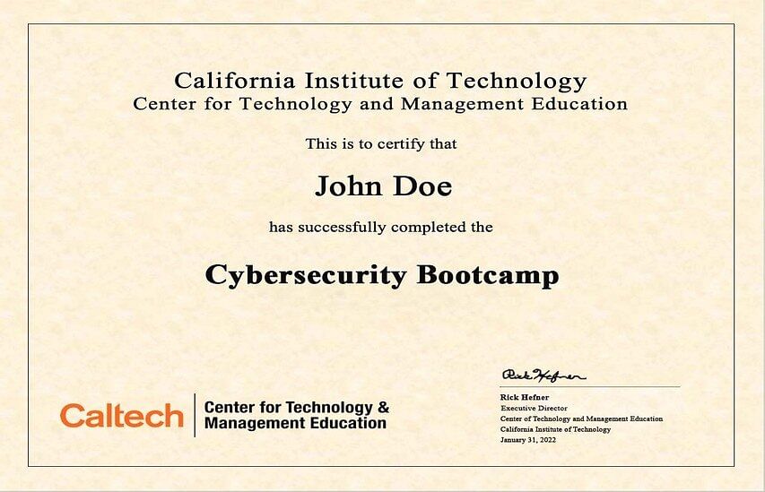 Cyber Security Bootcamp Cyber Security Certification Caltech